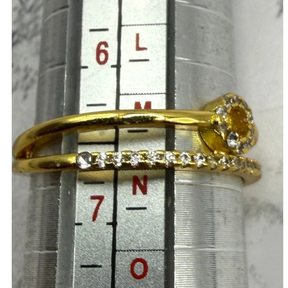 Dainty Ring Size‎ 6.5 Clear Stone Minimalist Band New Gold Tone